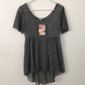 silver sparkly top